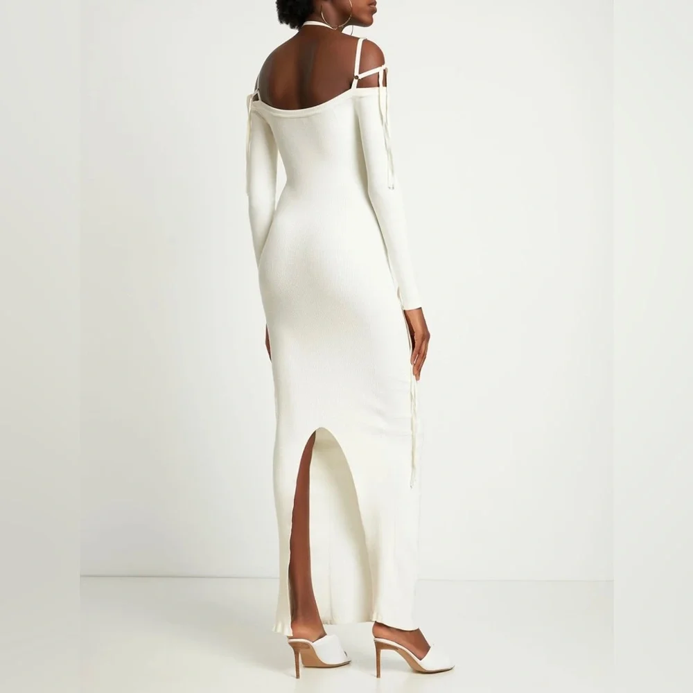 NWT Jacquemus La Robe Arnesi Ribbed Knit Dress Off-White - Picture 2 of 7